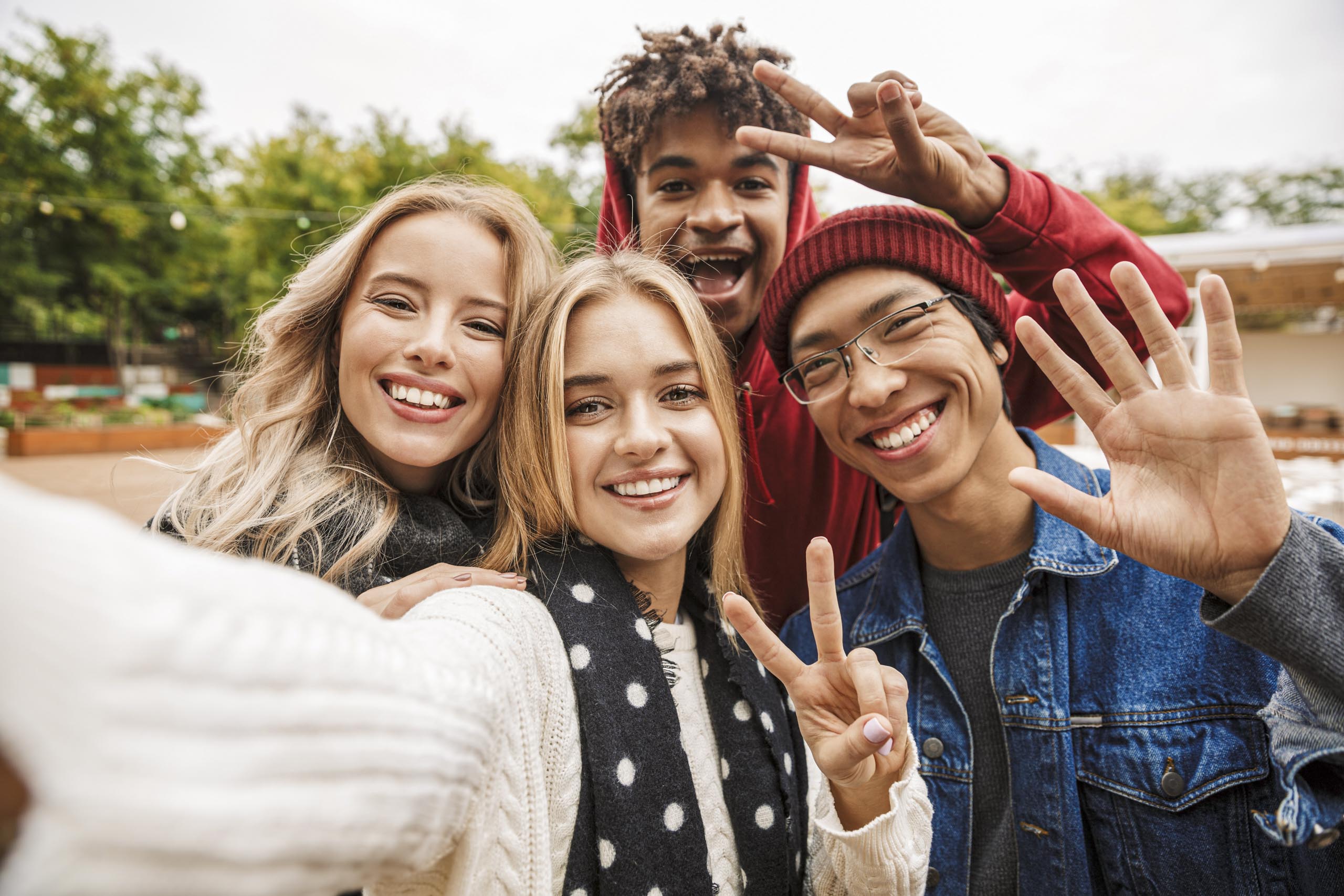 group of teens smiling